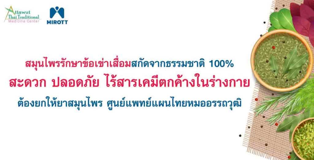 สมุนไพรรักษาข้อเข่าเสื่อมสกัดจากธรรมชาติ 100% สะดวก ปลอดภัย ไร้สารเคมีตกค้างในร่างกาย ต้องยกให้ยาสมุนไพรศูนย์แพทย์แผนไทยหมออรรถวุฒิ